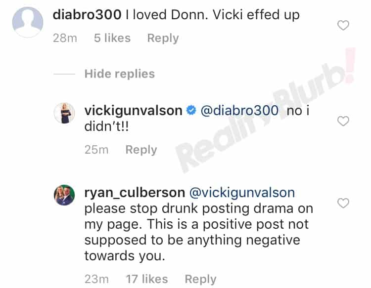 Ryan Culberson vs Vicki Gunvalson On Instagram