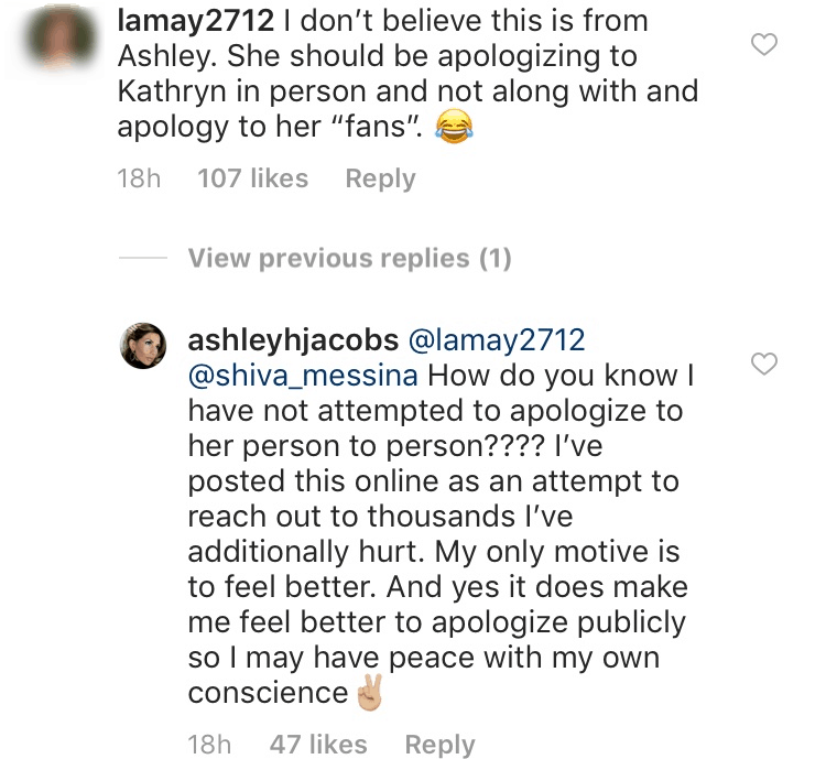 Ashley explains Kathryn apology