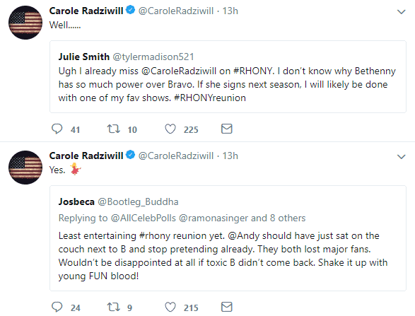 Carole tweets about Andy Cohen