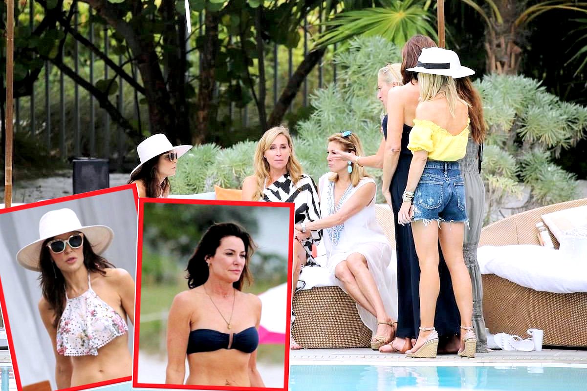 Bethenny Frankel's Blue and White Dress in Miami