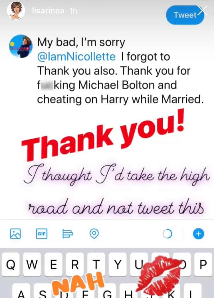 Lisa Rinna claps back at Nicollette Sheridan