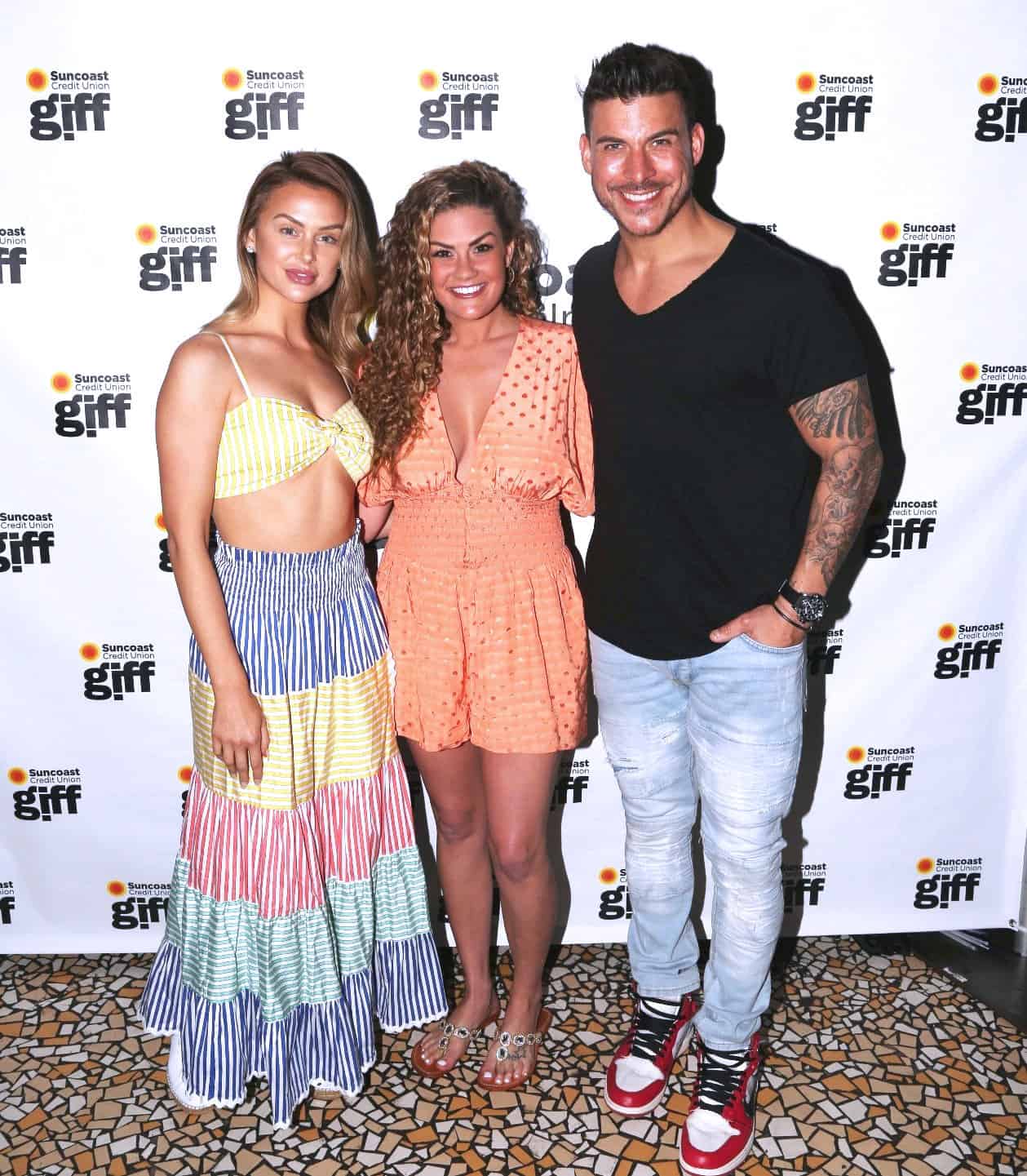 Jax Taylor poses with fiance Brittany and co-star Lala Kent at the 2019 Gasparilla International Film Festival