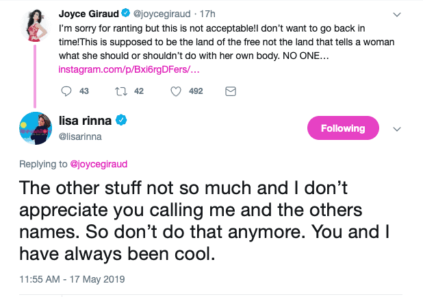 RHOBH Lisa Rinna Calls Out Joyce Giraud For Calling Her Names