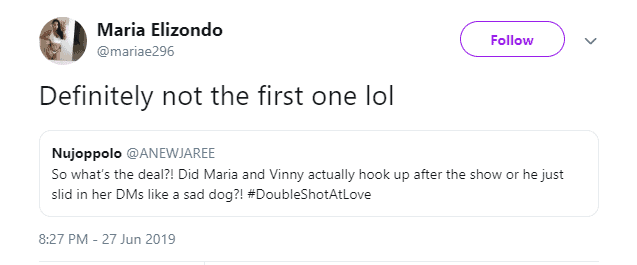 Maria hints Vinny slid in her DMs