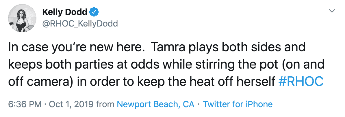 Kelly Dodd explains why Tamra Judge plays both sides
