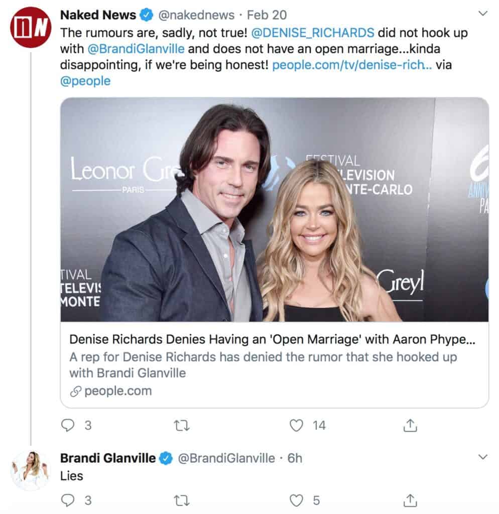 Brandi Glanville Calls Out Denise for "Lies" Over Open Marriage Denial
