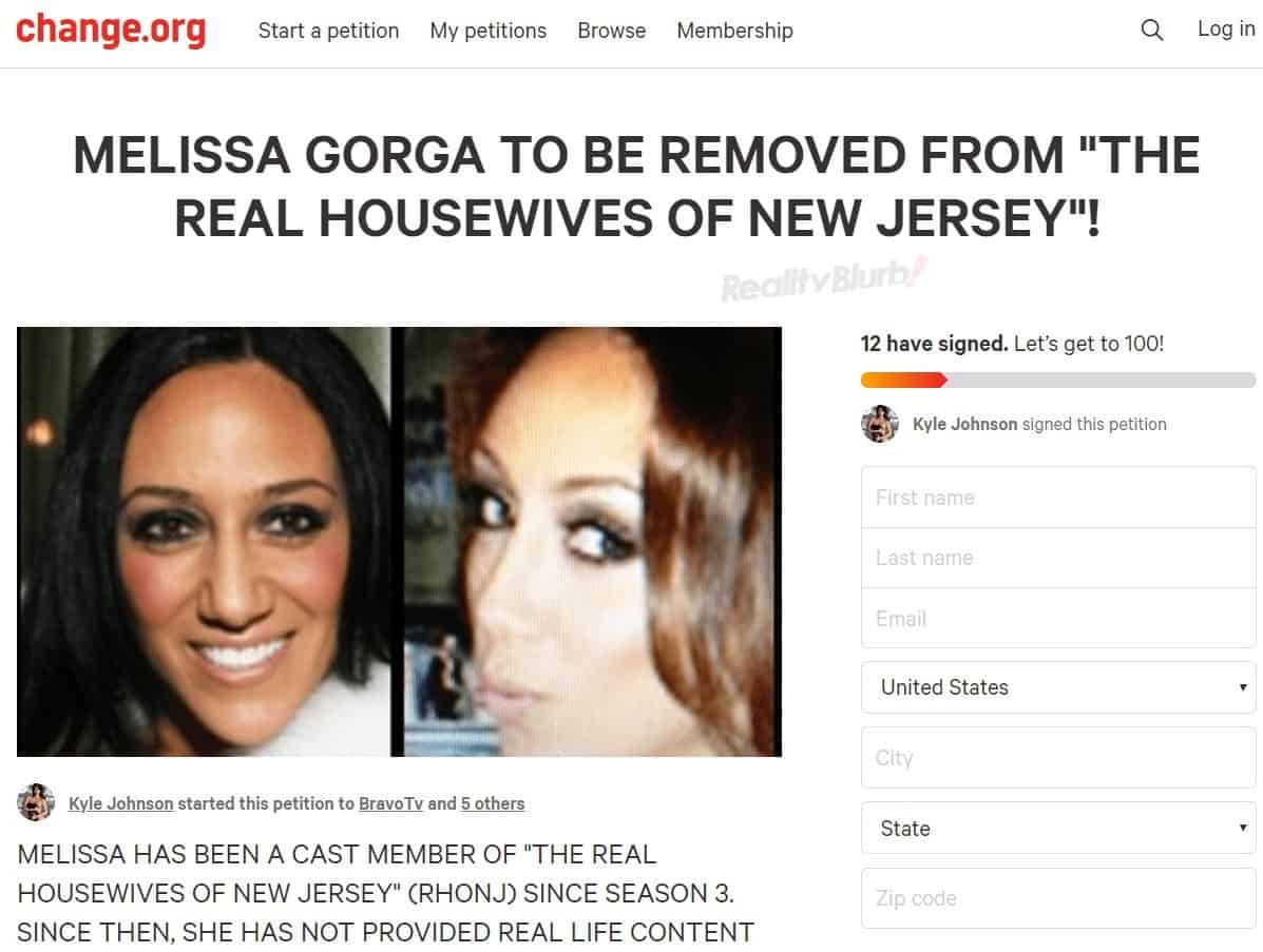 Petition to Have Melissa Gorga Fired From RHONJ