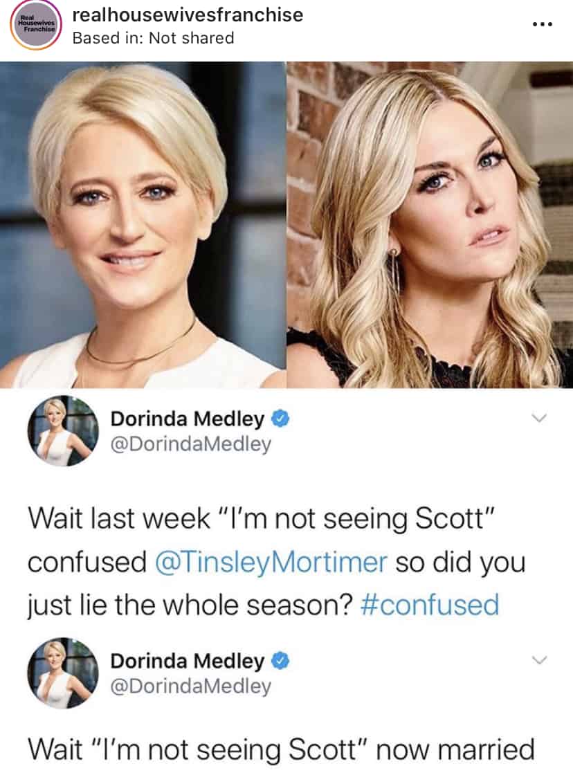 RHONY Dorinda Medley is Confused About Tinsley Mortimer's Relationship Claims