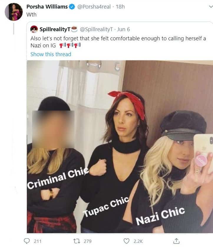 Porsha Williams reacts to Stassi Schroeder Nazi Chic Photo