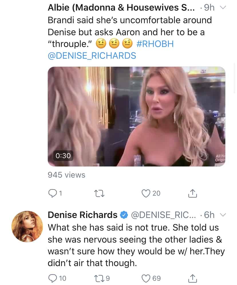 RHOBH Denise Richards Claims Denise Richards Lied About Throuple Request From Her and Aaron Phypers