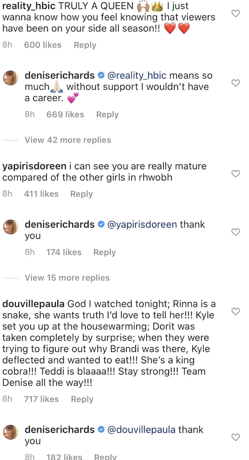 RHOBH Denise Richards Responds to Claims of Kyle Richards and Lisa Rinna Being Snakes
