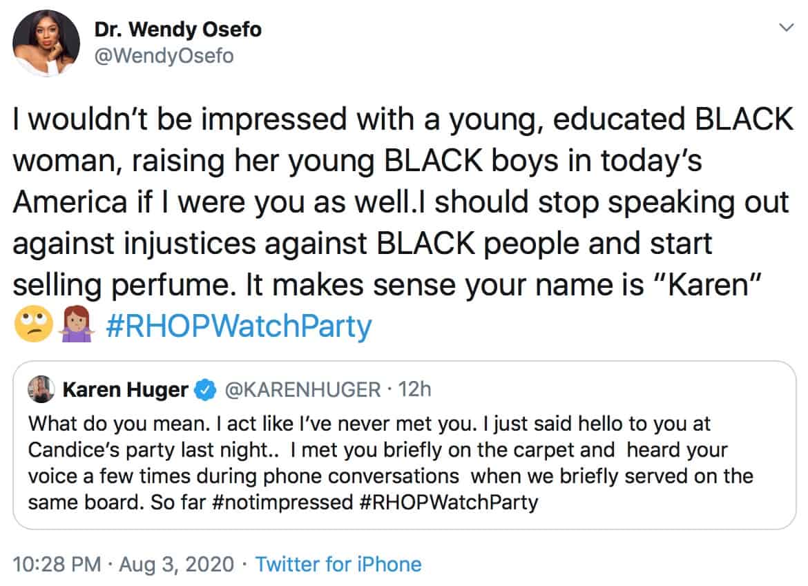 RHOP Wendy Osefo Claps Back After Karen Huger Says She's Not Impressed