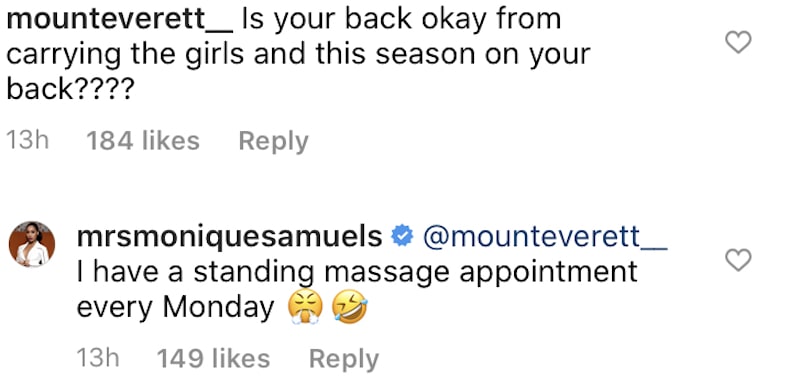 Monique Samuels Jokes About Carring RHOP on Her Back