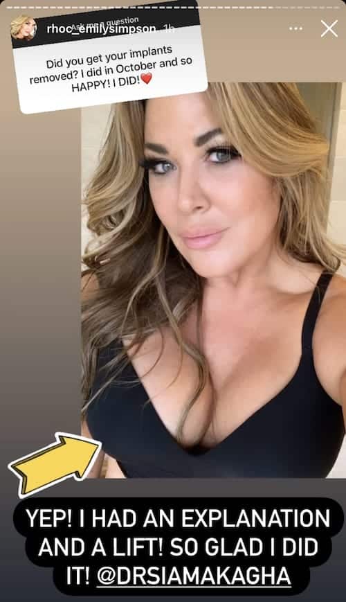 RHOC Emily Simpson Shows Off Breasts After Explant Surgery