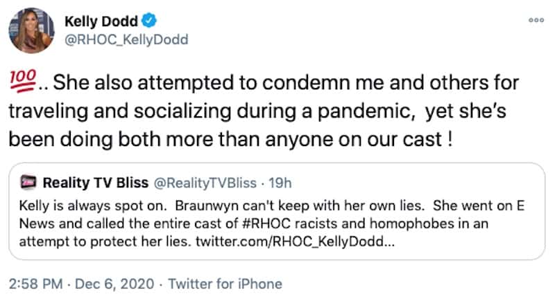 RHOC Kelly Dodd Believes Braunwyn Windham-Burke is a Hypocrite