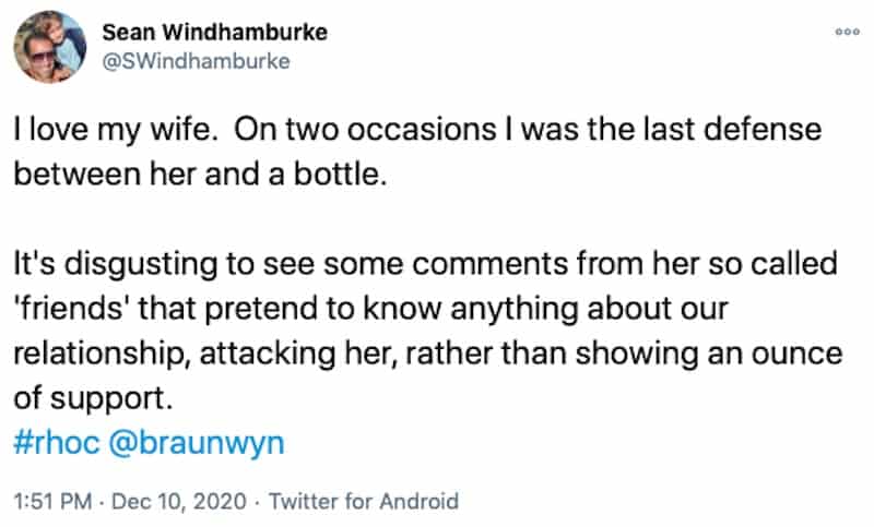 RHOC Sean Burke Comments on Wife Braunwyn Windham-Burke's Abuse Admission