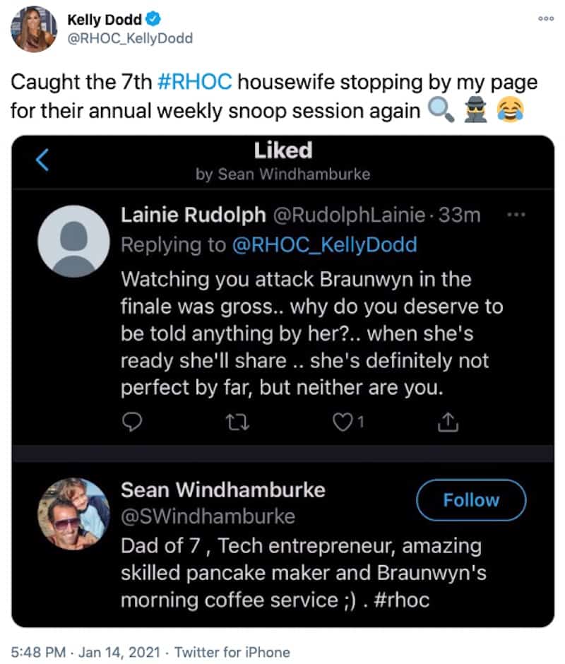 RHOC Kelly Dodd Slams Sean Burke for Snooping on Her Twitter Page