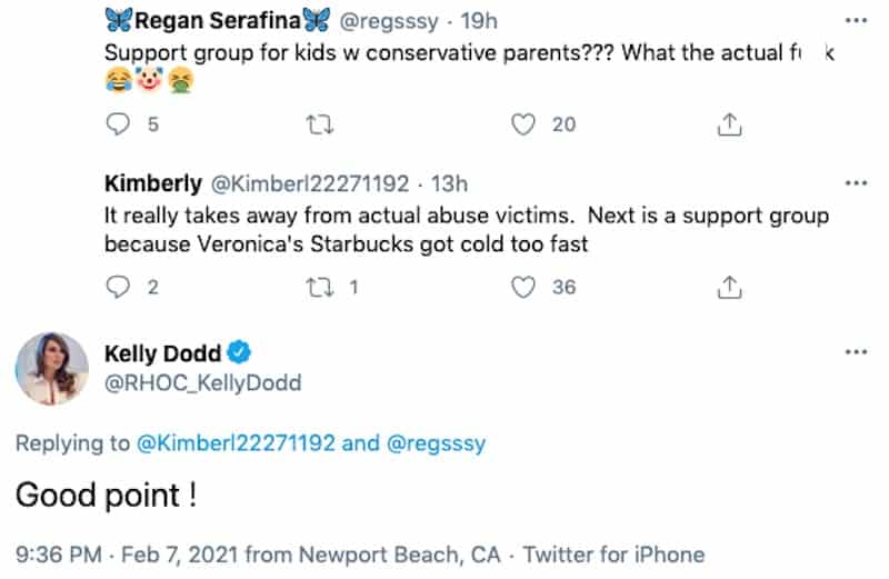 RHOC Kelly Dodd Pokes Fun at Support Group for Kids With Conservative Parents