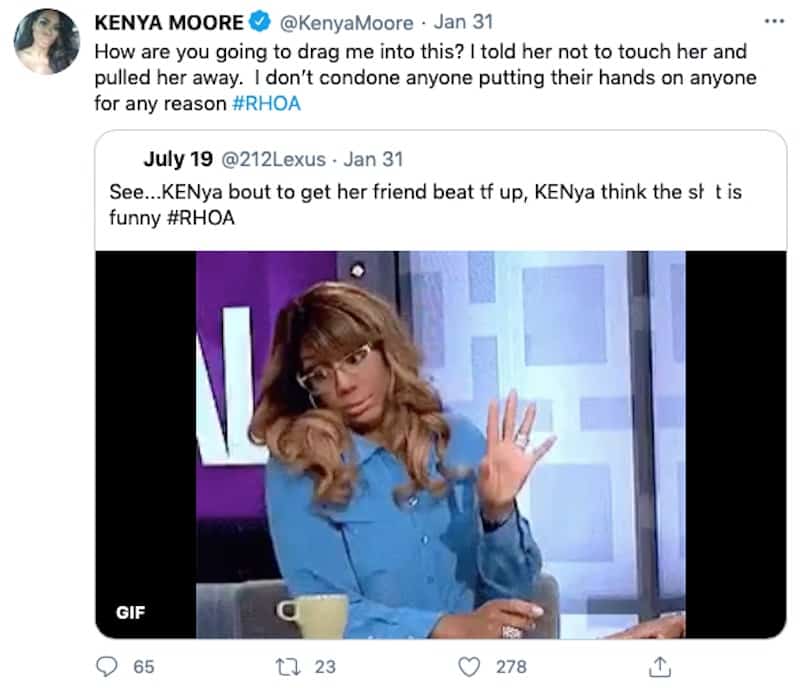 Kenya Moore Defends Herself Against Claims of Promoting RHOA Fight