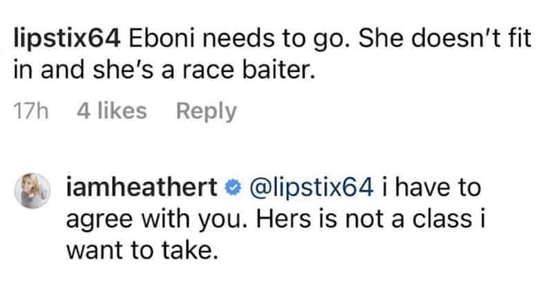 RHONY Heather Thomson Claims Eboni K. Williams is a Race Baiter