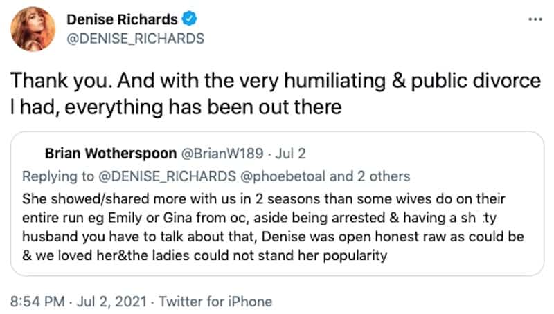 RHOBH Denise Richards Claims Everything About Her Life is Out There