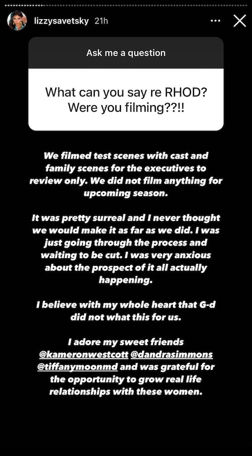 Lizzy Savetsky Confirms She Was Test Shooting RHOD