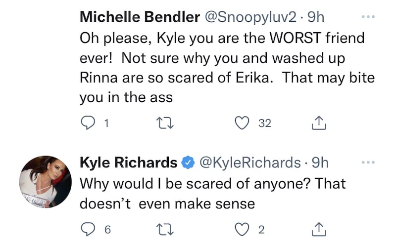 RHOBH Kyle Richards denies being afraid of Erika Jayne
