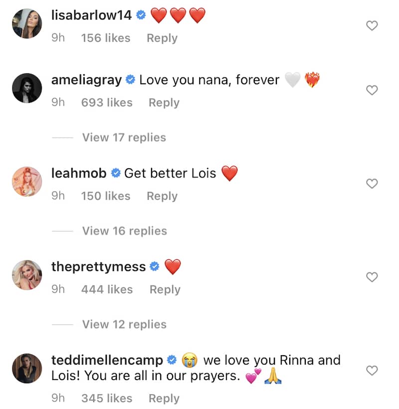 RHOBH Amelia Hamlin and Erika Jayne React to Lisa Rinna's Mom Lois' Stroke