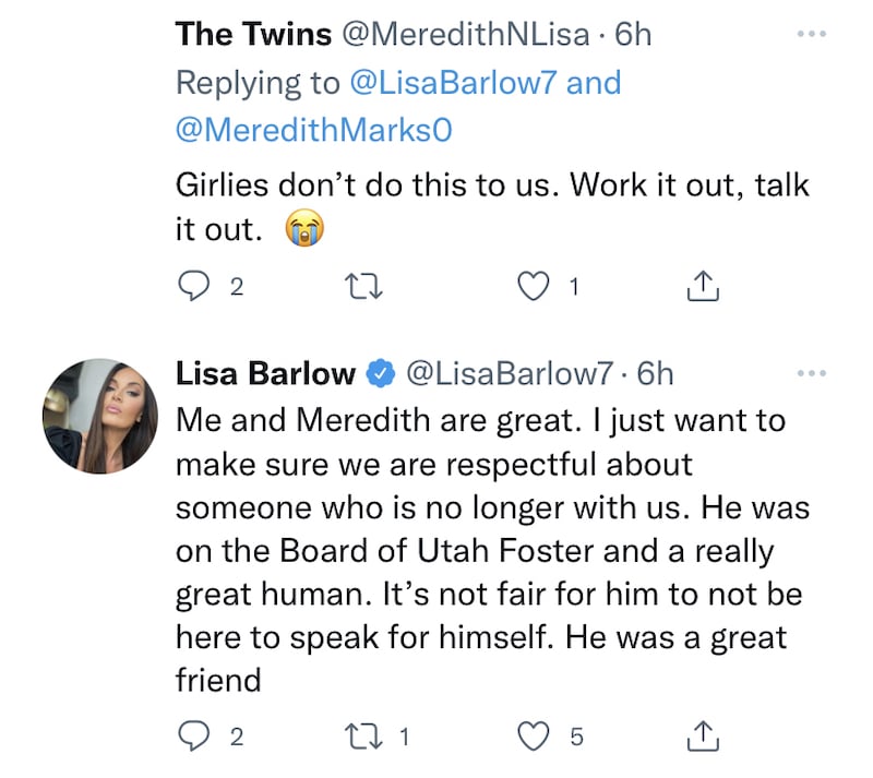 RHOSLC Lisa Barlow Confirms She and Meredith Are No Longer Feuding