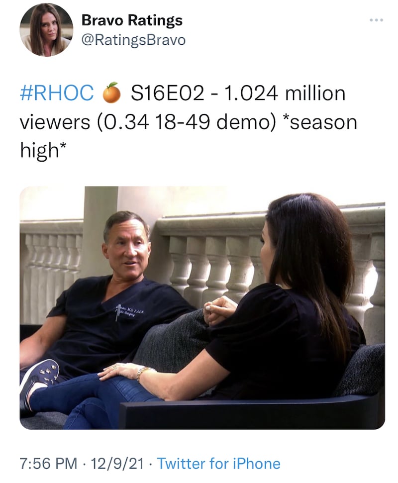 RHOC Season 16 Episode Two Ratings