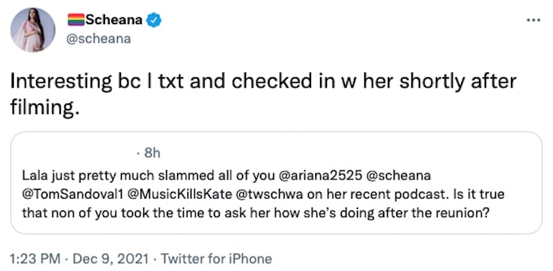 Vanderpump Rules Scheana Shay Denies Snubbing Lala Kent After Vanderpump Rules Reunion