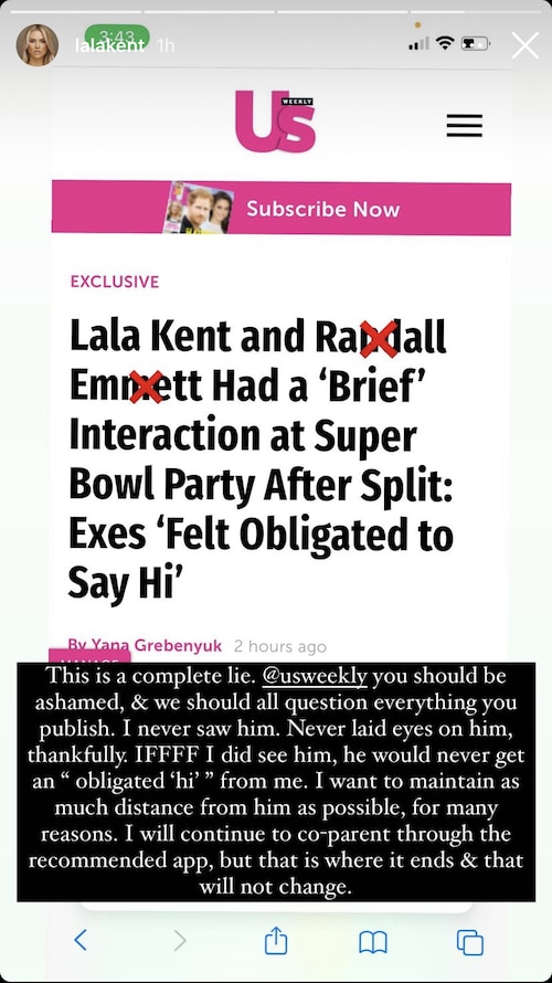 Vanderpump Rules Lala Kent Denies Speaking to Randall Emmett at Super Bowl Party