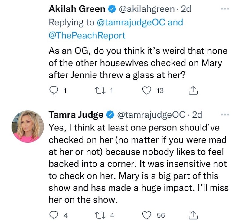 RHOC Tamra Judge Reacts to No One Checking on Mary After Jennie Glass Toss