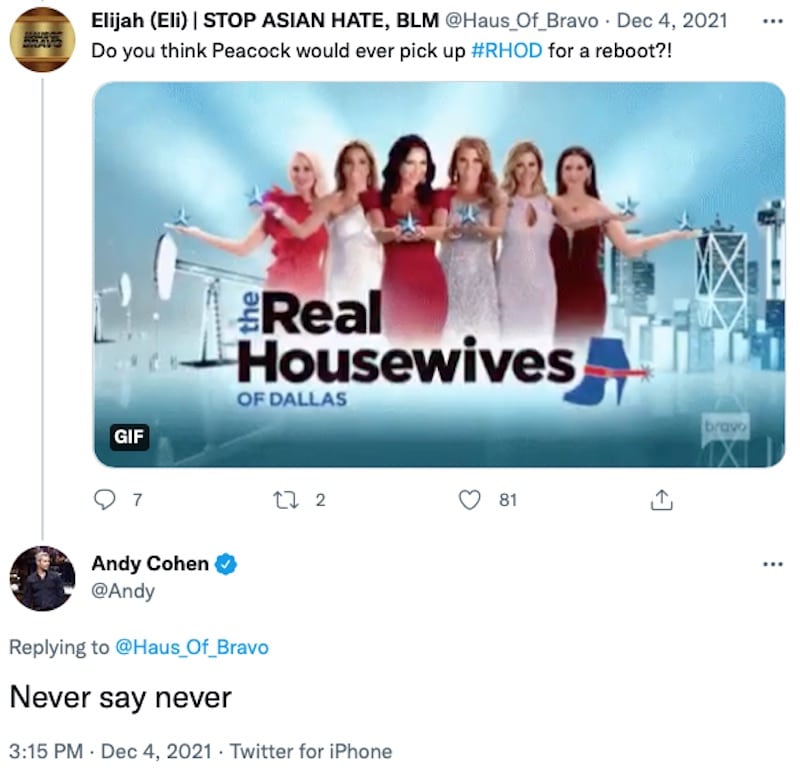 Andy Cohen Teases Potential Peacock Debut for RHOD