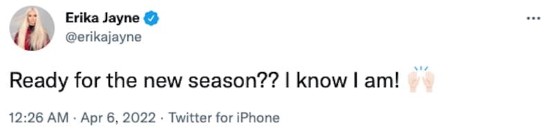 Erika Jayne Teases RHOBH Season 12 on Twitter