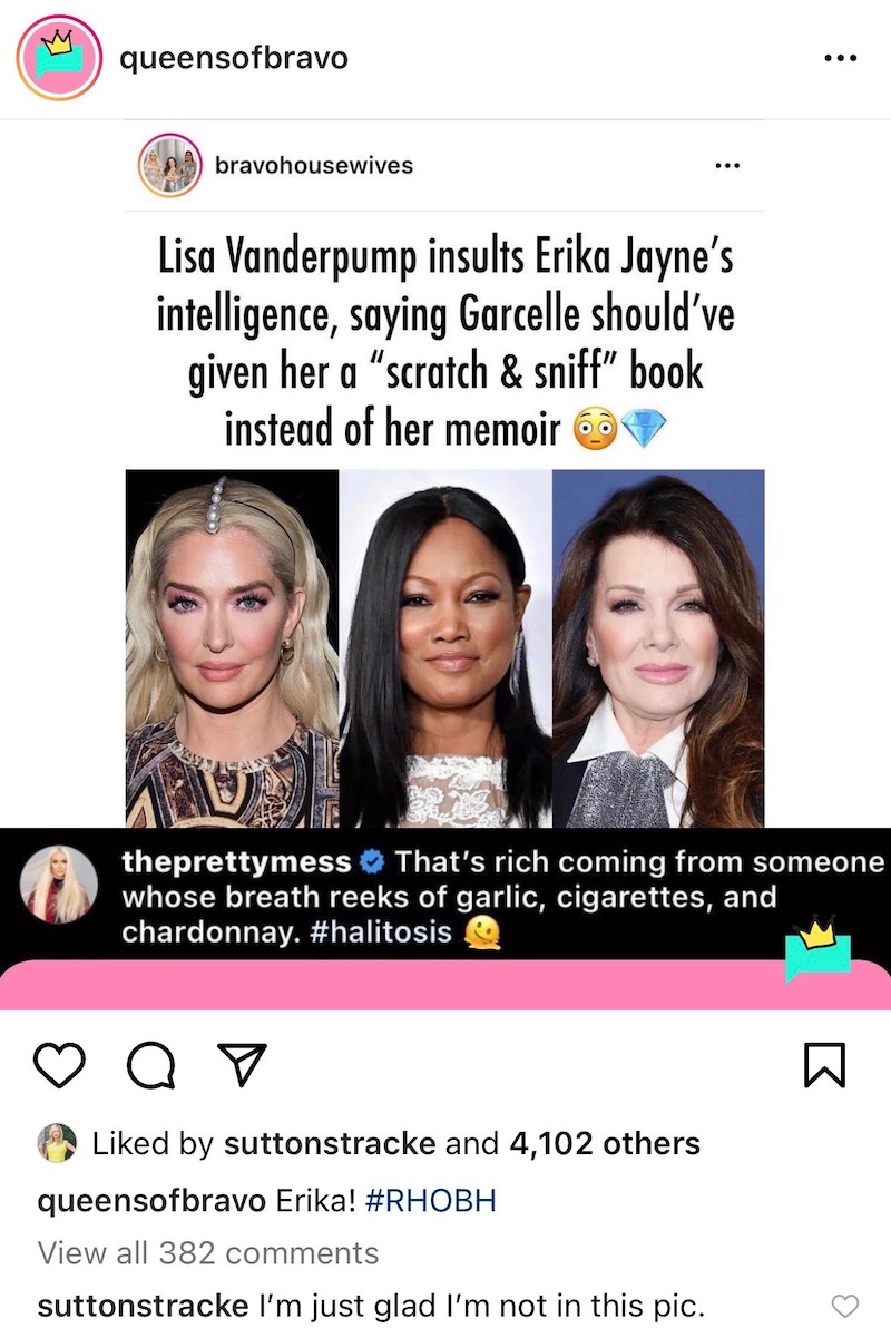 RHOBH Sutton Stracke Comments on Erika Jayne's Feud With Lisa Vanderpump Over Garcelle Beauvais' Book