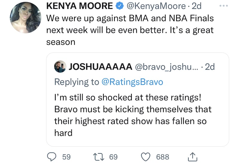 RHOA Kenya Moore Explains RHOA Low Ratings