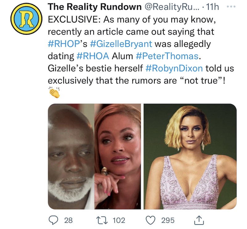 RHOP Robyn Dixon Shuts Down Gizelle Bryant and Peter Thomas Dating Rumors