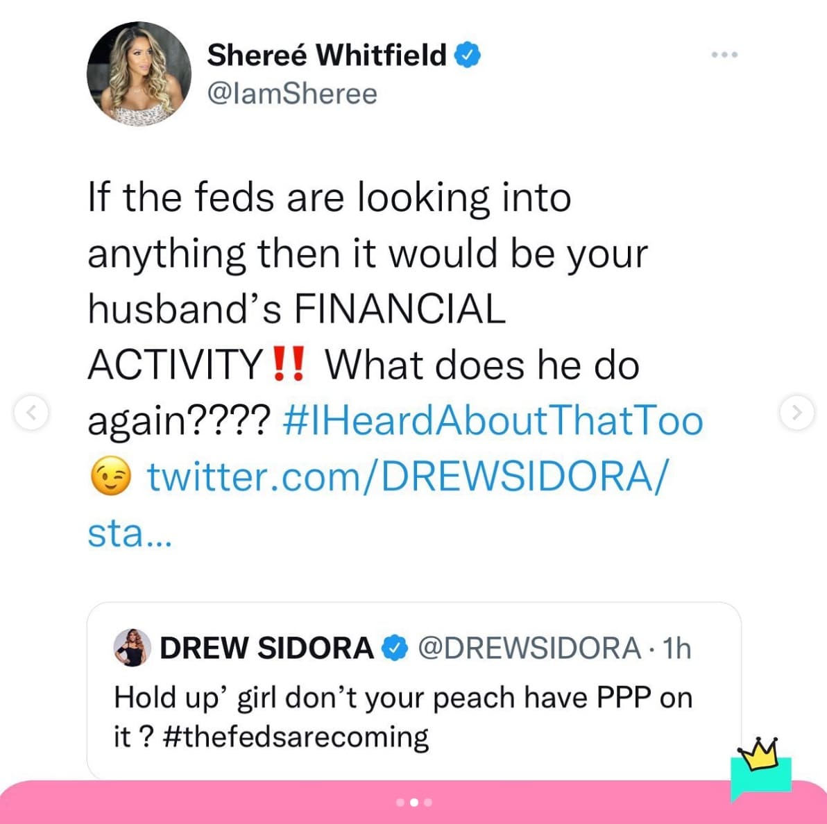 Sheree Whitfield Drew Sidora Feds Twitter War