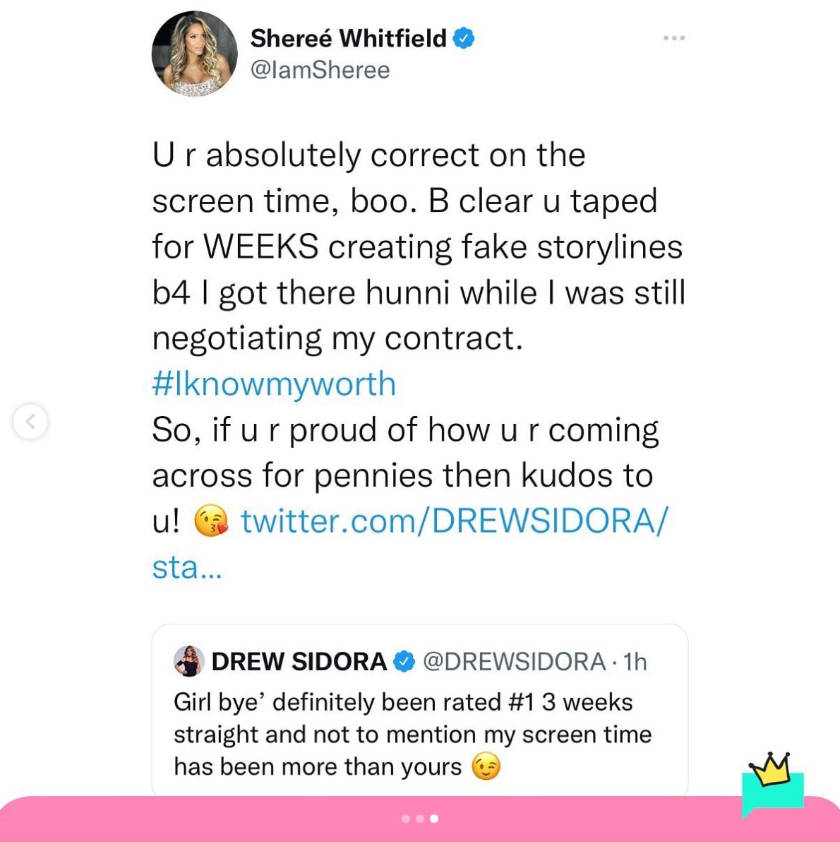 Sheree Whitfield Drew Sidora Screen Time Twitter War