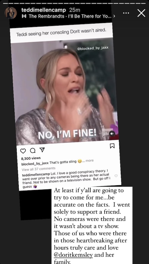 RHOBH Teddi Mellencamp Went to Dorit's Without Cameras Because She's a Real Friend