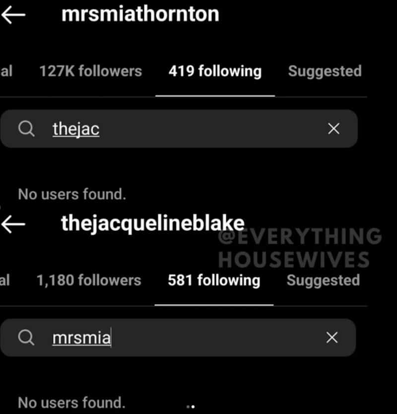 RHOP Mia Thornton and Jacqueline Blake No Longer Follow on Instagram