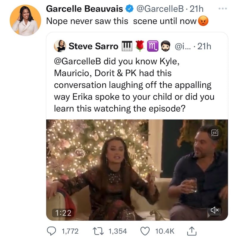 RHOBH Garcelle Beauvais Reacts to Kyle Richards Laughing About Erika Cussing at Son