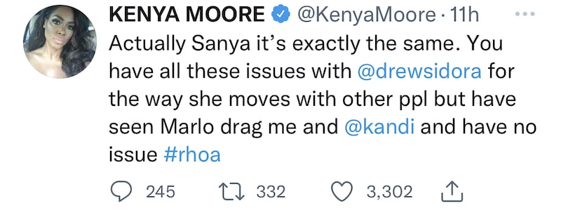 RHOA Kenya Moore Talks Sanya Hypocritical Behavior