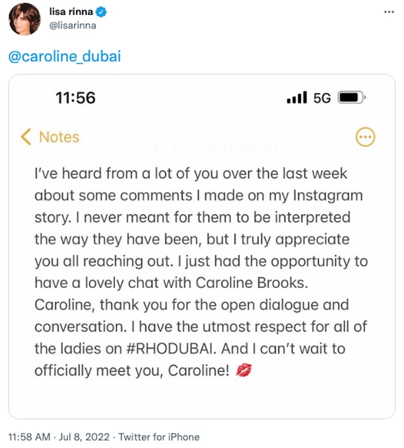 RHOBH Lisa Rinna Shares Statement to Caroline Brooks Amid Racial Instagram Post