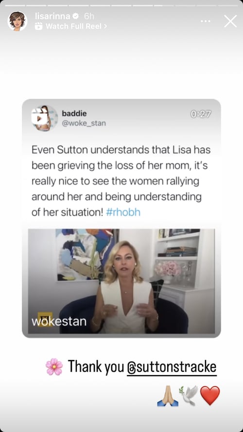 RHOBH Lisa Rinna Thanks and Deletes Message to Sutton Stracke Amid Grief