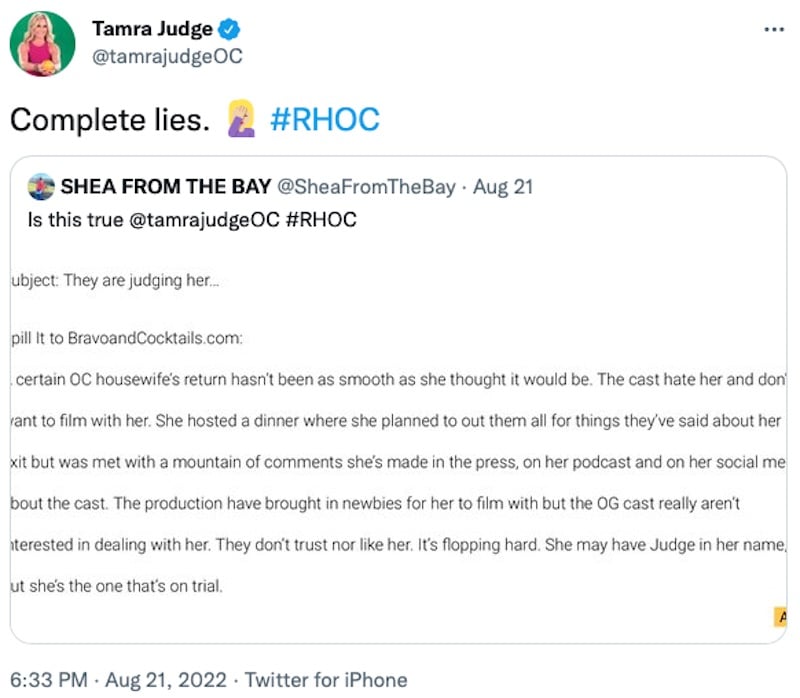 Tamra Judge Shades Report of RHOC Flop as Complete Lies