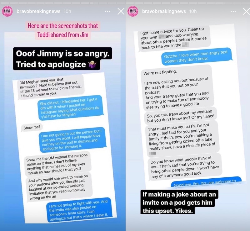 RHOBH Teddi Mellencamp Leaks Jim Edmonds Texts After Wedding Invite Diss