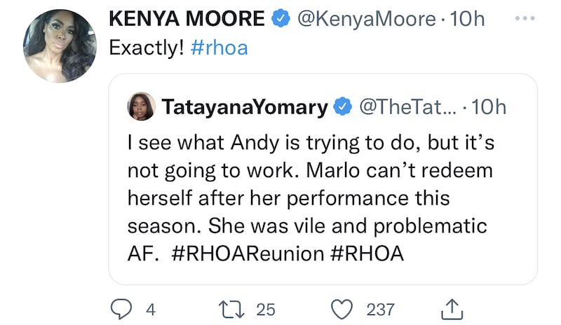 Kenya Moore Agrees Marlo Was 'Vile' and 'Problematic' on RHOA Season 14