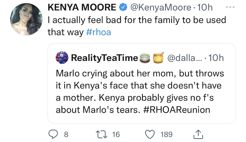 Kenya Moore Suggests Marlo Used Family for RHOA Storyline